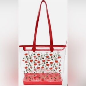 Ed Hardy NWT Red Cherries clear PVC tote
